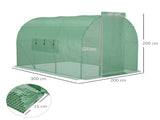 Large Polytunnel Walk In Greenhouse, Plant Gardening Tunnel Green House with Metal Hinged Door, T3398P318833
