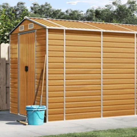 Garden Shed Light Brown 191x640x198 cm Galvanised Steel 3188281