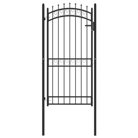 ZNTS Fence Gate with Spikes Steel 100x200 cm Black 146382