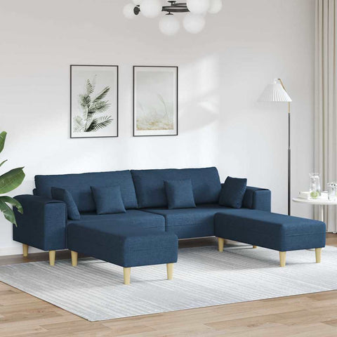 Fabric Sofa with Cushion 3 pcs Blue 208 cm Fabric 3335169