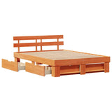 Bed Frame with Headboard Wax Brown 160 x 200 cm Solid Pine Wood 3382270