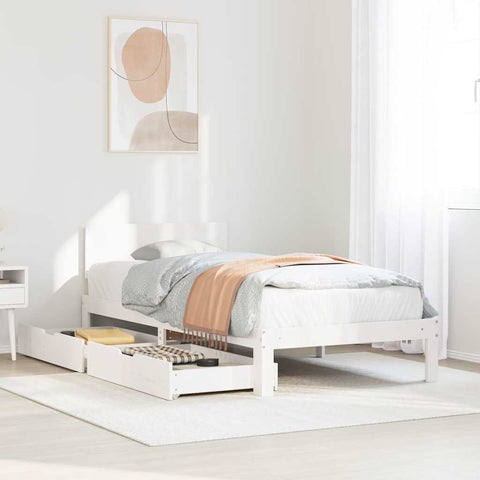 Bed Frame with Drawers without Mattress White 100x200 cm 3301981