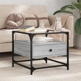 Coffee Table with Glass Top Grey Sonoma 50x50x45 cm Steel 846052