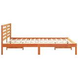 Bed Frame with Headboard Wax Brown 140 x 200 cm Solid Pine Wood 872289