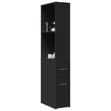 Narrow Bathroom Cupboard with Wheels Black Engineered Wood 855296