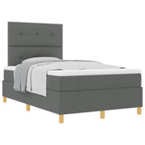 Box Spring Bed with Headboard Dark grey 120 x 190 cm Fabric 3339603