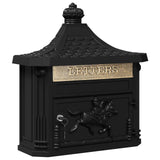 Wall Mounted Mailbox Black 40.5 x 16 x 45 cm Cast Aluminum 42023501