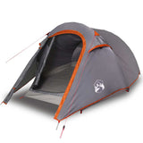Camping Tent Tunnel 2-Person Grey and Orange Waterproof 94606