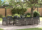 Garden Dining Set 9 pcs Grey Poly Rattan 3380628