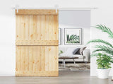 Sliding Door Natural and White 100 x 210 cm Solid Pine Wood 3445181