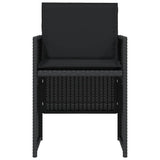 3 Piece Bistro Set with Cushions Black Poly Rattan 365063