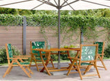 Reclining Garden Chairs 4 pcs Green Fabric and Solid Wood 3214550