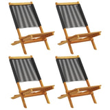 Folding Garden Chairs 4 pcs Black Solid Wood Acacia 3214628