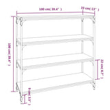 Book Cabinet Smoked Oak 100x33x100 cm Engineered Wood and Steel 819359
