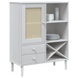 Highboard SENJA Rattan Look White 90x40x112cm Solid Wood Pine 358053