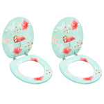 ZNTS WC Toilet Seats with Lid 2 pcs MDF Flamingo Design 3056405