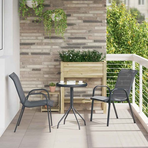 Stackable Garden Chairs 2 pcs Grey Textilene Fabric 318778