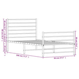 Metal Bed Frame without Mattress with Footboard White 90x190cm 352378