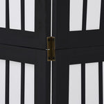 Room Divider 4 Panels Black Solid Wood Paulownia 358771