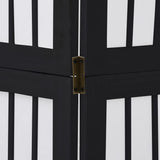 Room Divider 4 Panels Black Solid Wood Paulownia 358771