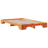 Bed Frame Wax Brown 135 x 190 cm Solid Pine Wood 872871