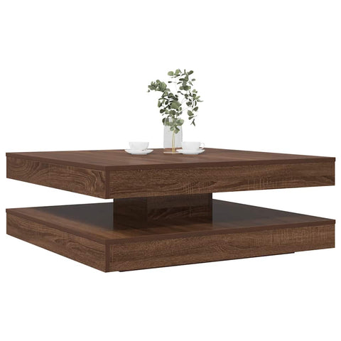 ZNTS Coffee Table 360-Degree Rotatable Brown Oak 90x90x34.5 cm 3321357