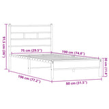 Bed Frame without Mattress Brown Oak 75x190 cm Small Single Engineered Wood 4017298