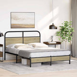 Bed Frame without Mattress 135x190 cm Double Sonoma Oak Engineered Wood 4100409