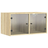 Wall Cabinet with Glass Doors Sonoma Oak 68.5x37x35 cm 836501