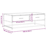 Coffee Table Brown Oak 100x50x35 cm Engineered Wood and Metal 848783