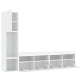 4 Piece TV Wall Units with LED White Engineered Wood 3216711