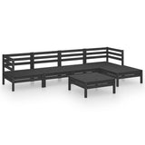 6 Piece Garden Lounge Set Solid Pinewood Black 3082686