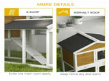 Wooden Rabbit Hutch Outdoor, Double Tier with Water-Resistant Roof, Ramp 147 x 54 x 84 cm, Yellow T3398P350033