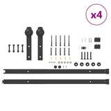 Sliding Door Hardware Kit 400 cm Steel Black 3295742