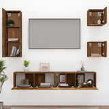 5 Piece TV Cabinet Set Smoked Oak Engineered Wood 3114443