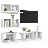 4 Piece TV Cabinet Set White Engineered Wood 3078710