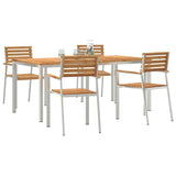 Garden Dining Set 5 pcs Solid Teak Wood and Stainless Steel 3334785