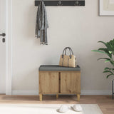 Hall Bench with Cushion with Door Artisan Oak 60 x 38 x 46 cm 891527