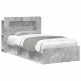 Bed Frame with Storage with Headboard Concrete Grey 75 x 190 cm 3433425