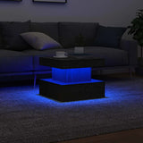Coffee Table with LED Lights Black Oak 50x50x40 cm 862255