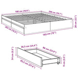 Bed Frame with Drawers without Mattress Grey Sonoma 180x200 cm Super King 3280641