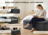 Storage Ottoman, Corduroy Upholstered Ottoman Storage Box with Padded Seat, 105 x 51 x 49 cm, Dark T3398P554116