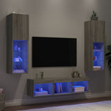 5 Piece TV Wall Units with LED Grey Sonoma Engineered Wood 3216609