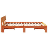 Bed Frame with Headboard Wax Brown 135 x 190 cm Solid Pine Wood 872661