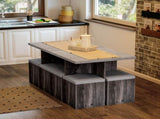 5PC Dining Set Garden Patio Wooden Set 4 Storage Stools Footrest Ottoman with Cushions 1 Table T3398P378096