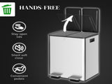 56L Dual Compartment Stainless Steel Bin, with Deodoriser Holders - Silver Tone T3398P424965
