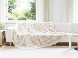 Anti-Slip Faux Rabbit Fur Blanket Olite 4 pcs White Polyester 42021847