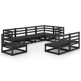 8 Piece Garden Lounge Set Black Solid Pinewood 3075628