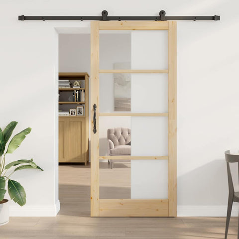 Sliding Door Manual ORKDAL Brown 93 x 211 cm Wood and metal 3332149