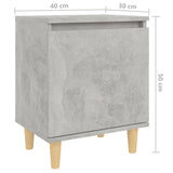 Bed Cabinets with Solid Wood Legs 2pcs Concrete Grey 40x30x50cm 805824